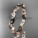 14k rose gold diamond leaf and vine wedding band,engagement ring ADLR13B