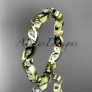14k yellow gold diamond leaf and vine wedding band,engagement ring ADLR13B