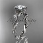 Platinum diamond leaf and vine engagement ring with Moissanite center stone ADLR33