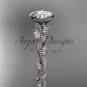 Platinum diamond leaf and vine engagement ring with Moissanite center stone ADLR33