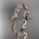 14kt rose gold diamond leaf and vine engagement ring, wedding band ADLR33B