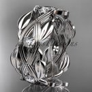Platinum  leaf wedding ring, wedding band ADLR259B