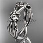 14kt white gold leaf and flower engagement ring, wedding band ADLR204G