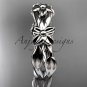 14kt white gold leaf and flower engagement ring, wedding band ADLR204G