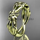 14kt yellow gold leaf and flower engagement ring, wedding band ADLR204G