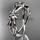 Platinum  leaf and flower engagement ring, wedding band ADLR204G
