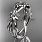 Platinum leaf and flower engagement ring, wedding band ADLR204G