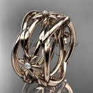 14kt rose gold leaf and vine, flower wedding ring,wedding band ADLR352B