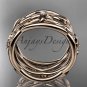 14kt rose gold leaf and vine, flower wedding ring,wedding band ADLR352B