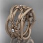14kt rose gold matte finish leaf and vine, flower wedding ring,wedding band ADLR352B