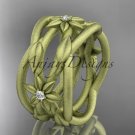14kt yellow gold matte finish leaf and vine, flower wedding ring,wedding band ADLR352B