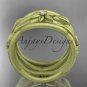 14kt yellow gold matte finish leaf and vine, flower wedding ring,wedding band ADLR352B