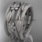 Platinum leaf and vine, floral wedding band, engagement ring ADLR242G