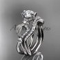 Platinum  diamond leaf and vine wedding ring, engagement set ADLR68S