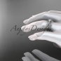 14kt white gold diamond leaf and vine engagement set with Moissanite center stone ADLR68S