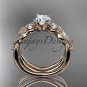 14kt rose gold diamond leaf and vine engagement set with Moissanite center stone ADLR68S