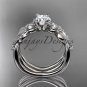 Platinum diamond leaf and vine engagement set with Moissanite center stone ADLR68Syellow