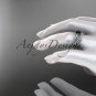 14kt white gold diamond leaf and vine engagement set with Black Diamond center stone ADLR68S
