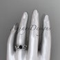 14kt white gold diamond leaf and vine engagement set with Black Diamond center stone ADLR68S