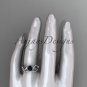 Platinum  diamond leaf and vine engagement set with Black Diamond center stone ADLR68S
