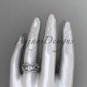 14kt white gold diamond leaf and vine engagement ring with double matching band ADLR68S