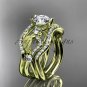 14kt yellow gold diamond leaf and vine engagement ring with double matching band ADLR68S