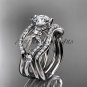 14kt white gold diamond engagement ring with Moissanite center stone,double matching band ADLR68S