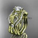14kt yellow gold diamond engagement ring with Moissanite center stone,double matching band ADLR68S