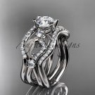 Platinum  diamond engagement ring with Moissanite center stone,double matching band ADLR68S