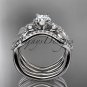 Platinum diamond engagement ring with Moissanite center stone,double matching band ADLR68S