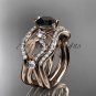 14kt rose gold diamond engagement ring ,Black Diamond center stone and double matching band ADLR68S