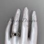 14kt rose gold diamond engagement ring ,Black Diamond center stone and double matching band ADLR68S