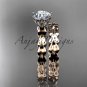 14k rose gold diamond vine and leaf wedding ring, engagement set ADLR35S