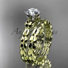 14k yellow gold diamond vine and leaf wedding ring, engagement set ADLR35S