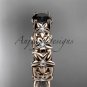 14kt rose gold diamond floral engagement ring with a Black Diamond center stone ADLR149