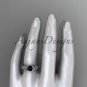 Platinum  diamond floral engagement ring with a Black Diamond center stone ADLR149