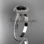 14kt white gold diamond unique engagement ring with a Black Diamond center stone ADER104