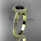 14kt yellow gold diamond unique engagement ring with a Black Diamond center stone ADER104