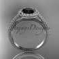Platinum diamond unique engagement ring with a Black Diamond center stone ADER104