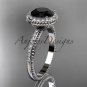 14kt white gold diamond unique engagement ring with a Black Diamond center stone ADER95
