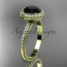 14kt yellow gold diamond unique engagement ring with a Black Diamond center stone ADER95