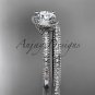 14kt white gold diamond unique engagement set with Moissanite center stone ADER86S