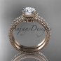 14kt rose gold diamond unique engagement set with Moissanite center stone ADER86S