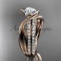 14kt rose gold diamond leaf and vine engagement set with a Moissanite center stone ADLR78S