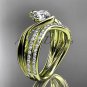 14kt yellow gold diamond leaf and vine engagement set with a Moissanite center stone ADLR78S