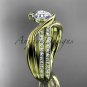 14kt yellow gold diamond leaf and vine engagement set with a Moissanite center stone ADLR78S