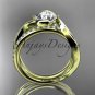 14kt yellow gold diamond leaf and vine engagement set with a Moissanite center stone ADLR78S