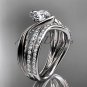 Platinum diamond leaf and vine engagement set with a Moissanite center stone ADLR78S