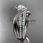 Platinum diamond leaf and vine engagement set with a Moissanite center stone ADLR78S