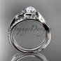 Platinum diamond leaf and vine engagement set with a Moissanite center stone ADLR78S